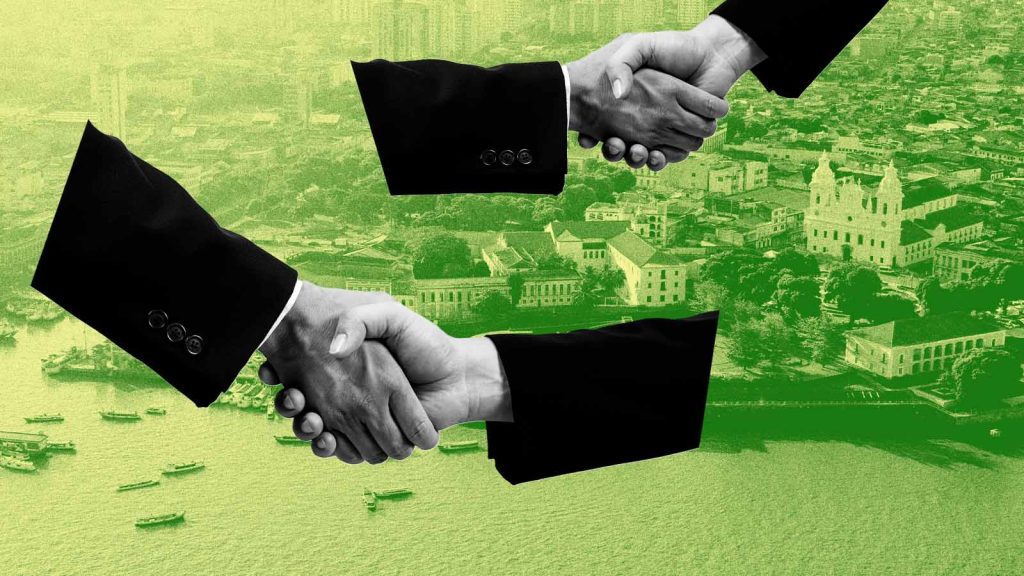 aperto de mão em sinal de acordo por medidas contra as mudanças climáticas na COP30