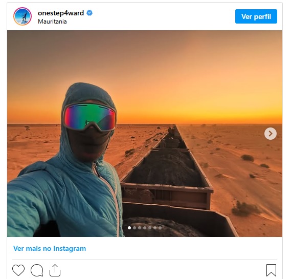 influenciador viaja no trem de ferro da Mauritânia