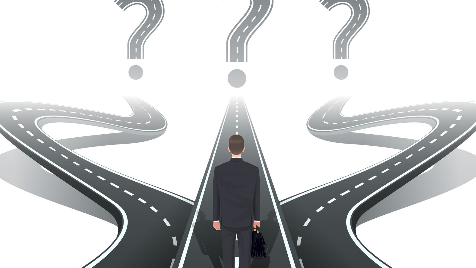 Homem indeciso sobre qual caminho seguir