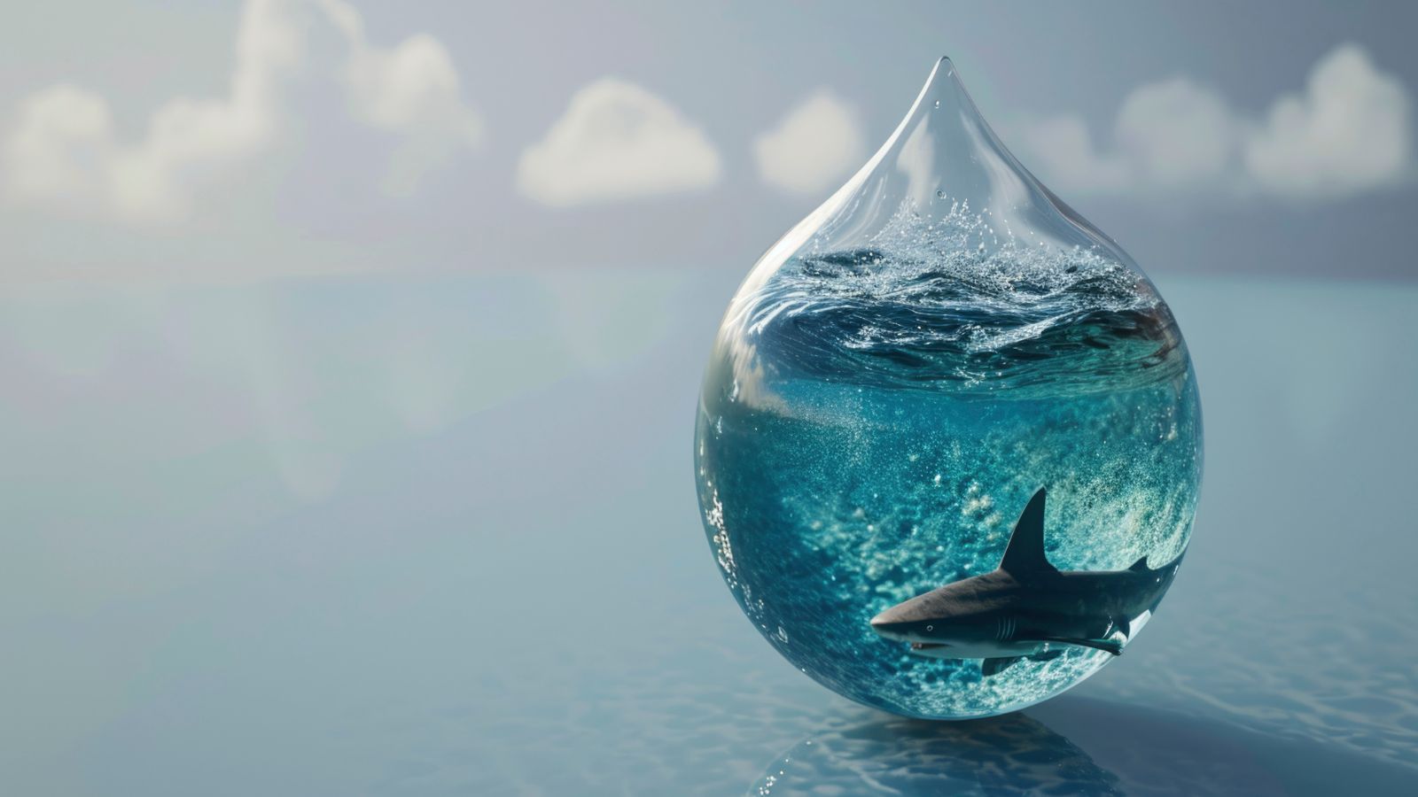 Gota de água realista com um ecossistema