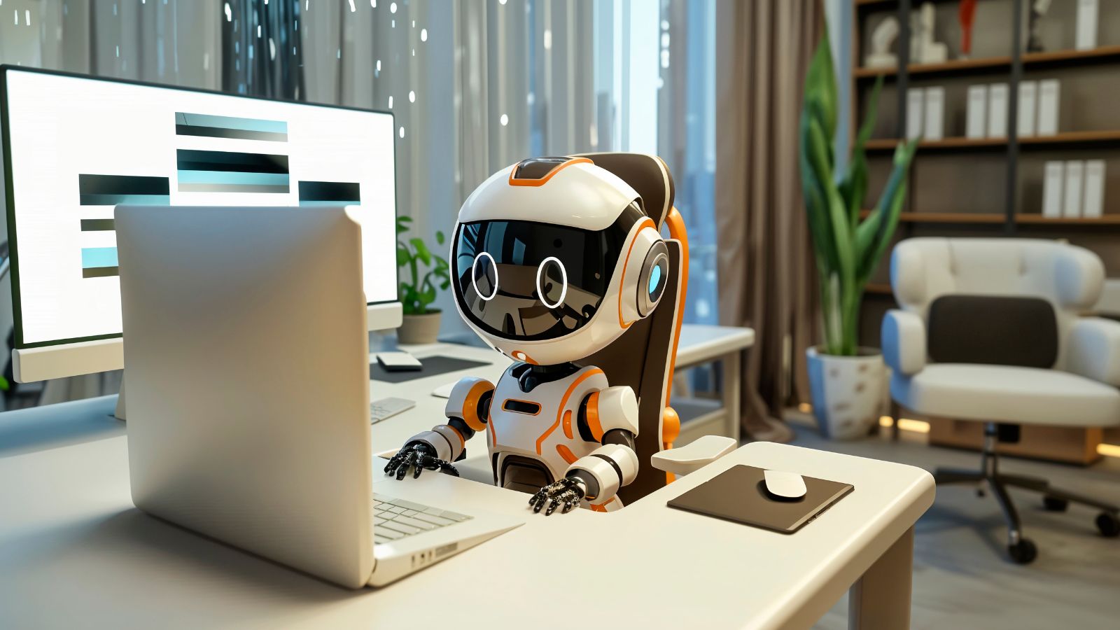 Cena de personagem de desenho animado ai robô