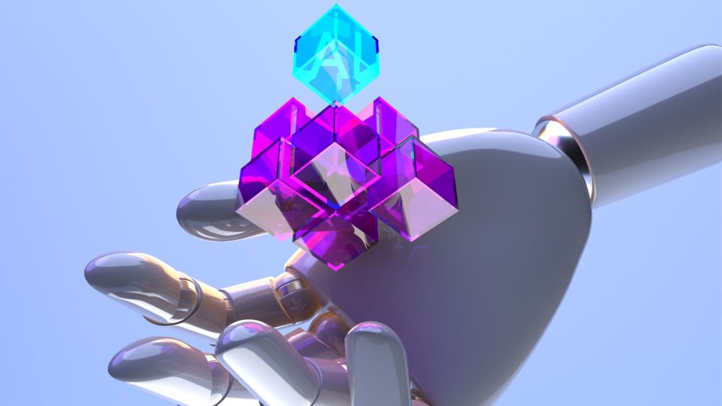 Conceito de nuvem Ai com mão robótica