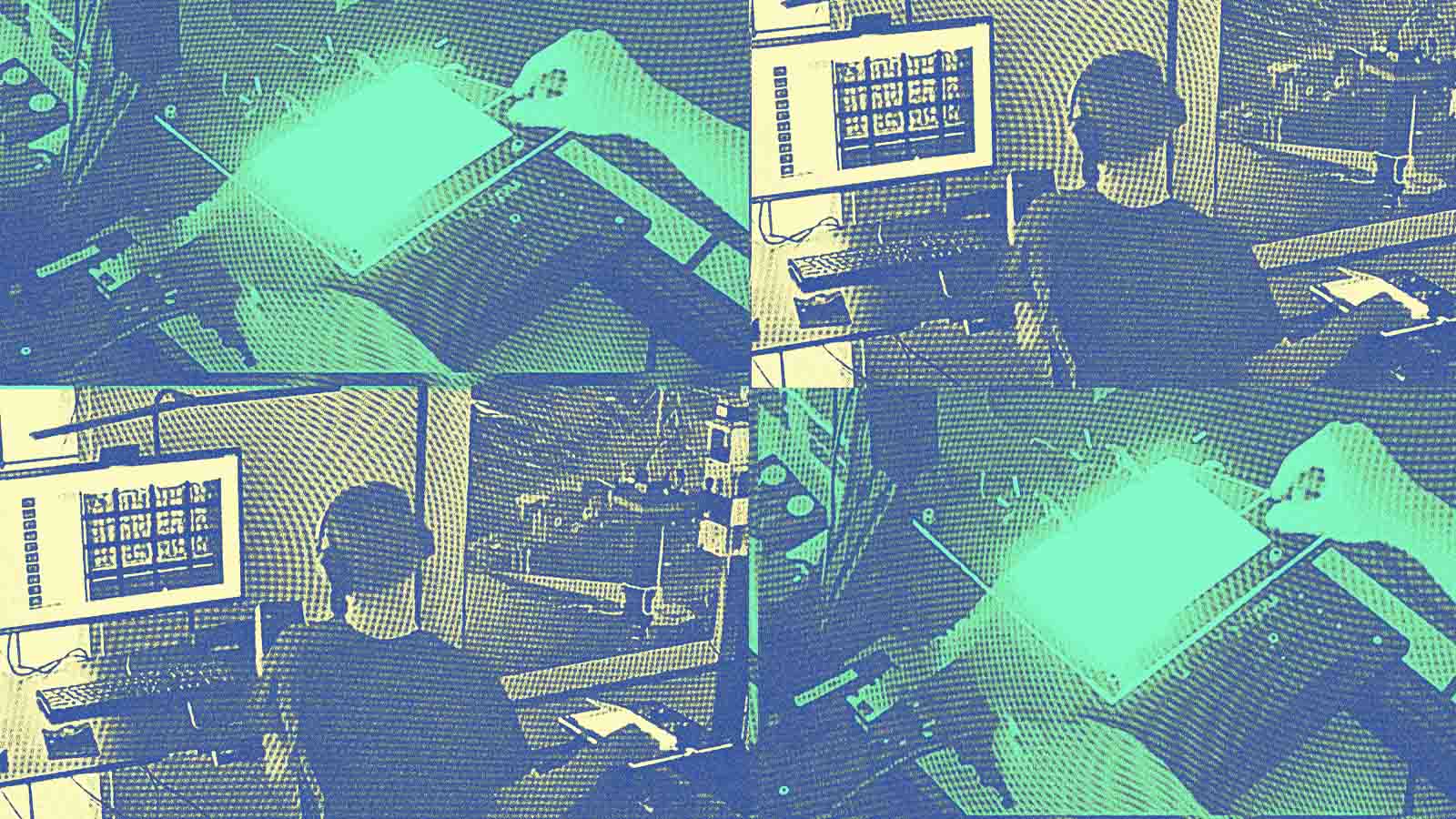 mosaico de imagens da rotina de trabalho da equipe do Internet Archive