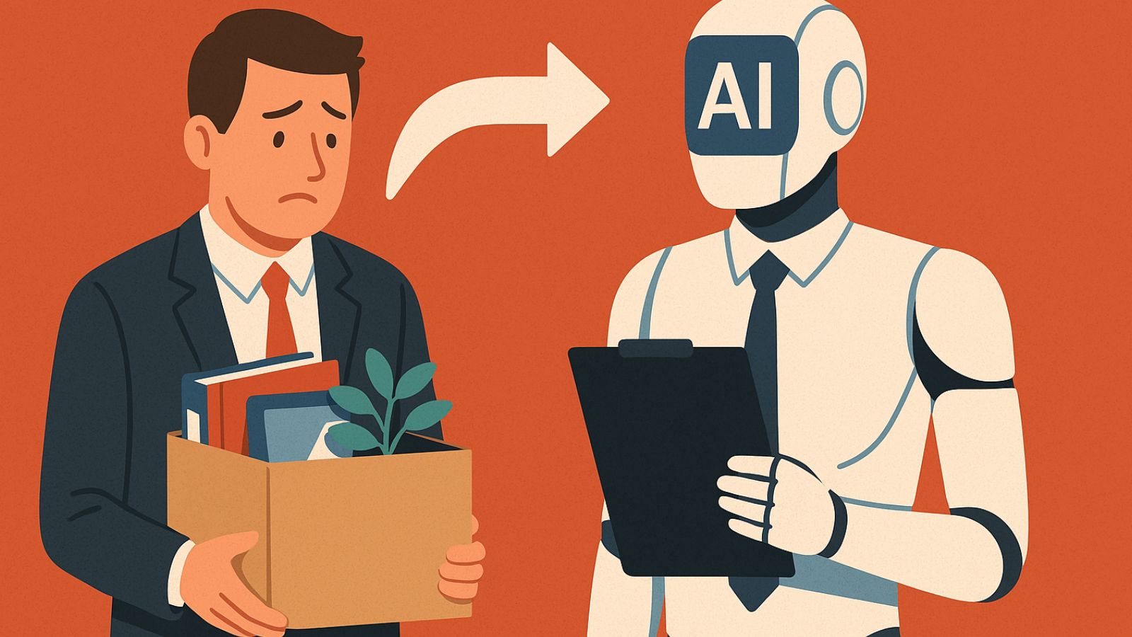Homem sendo demitido por IA