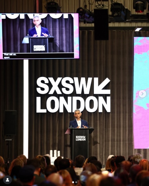 O prefeito de Londres, Sadiq Khan, na abertura do SXSW London