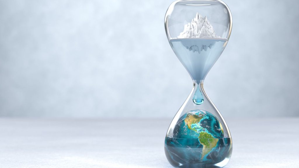 Planeta Terra em ampulheta Conceito de aquecimento global