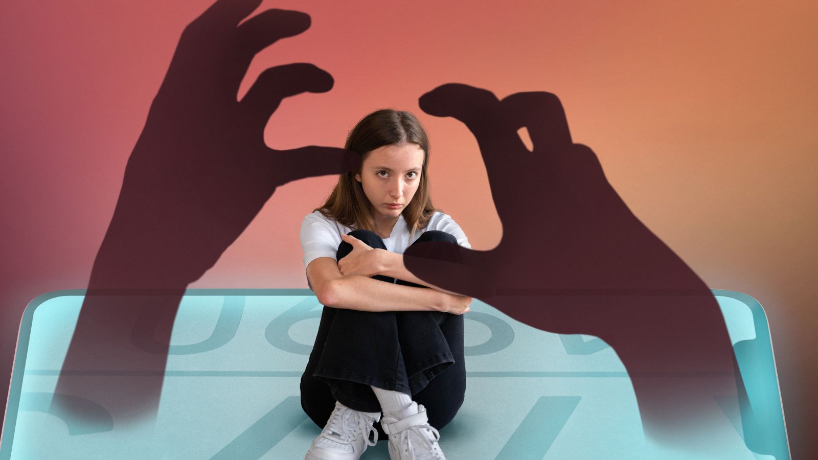 Adolescente sendo cyberbullied no smartphone