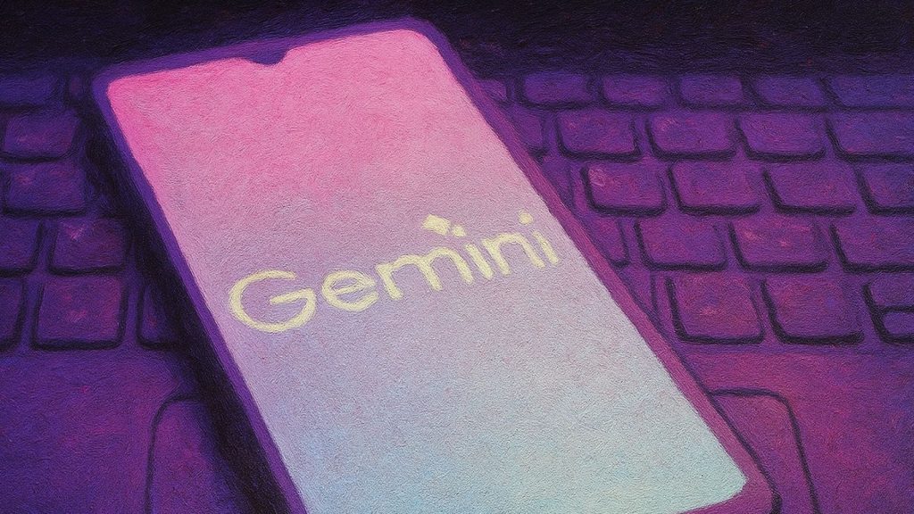 Celular aberto na tela do Gemini
