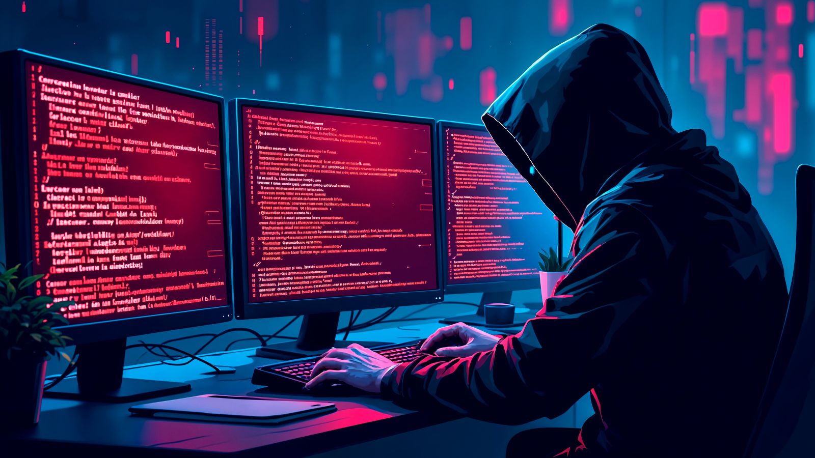 Hacker mexendo em computador
