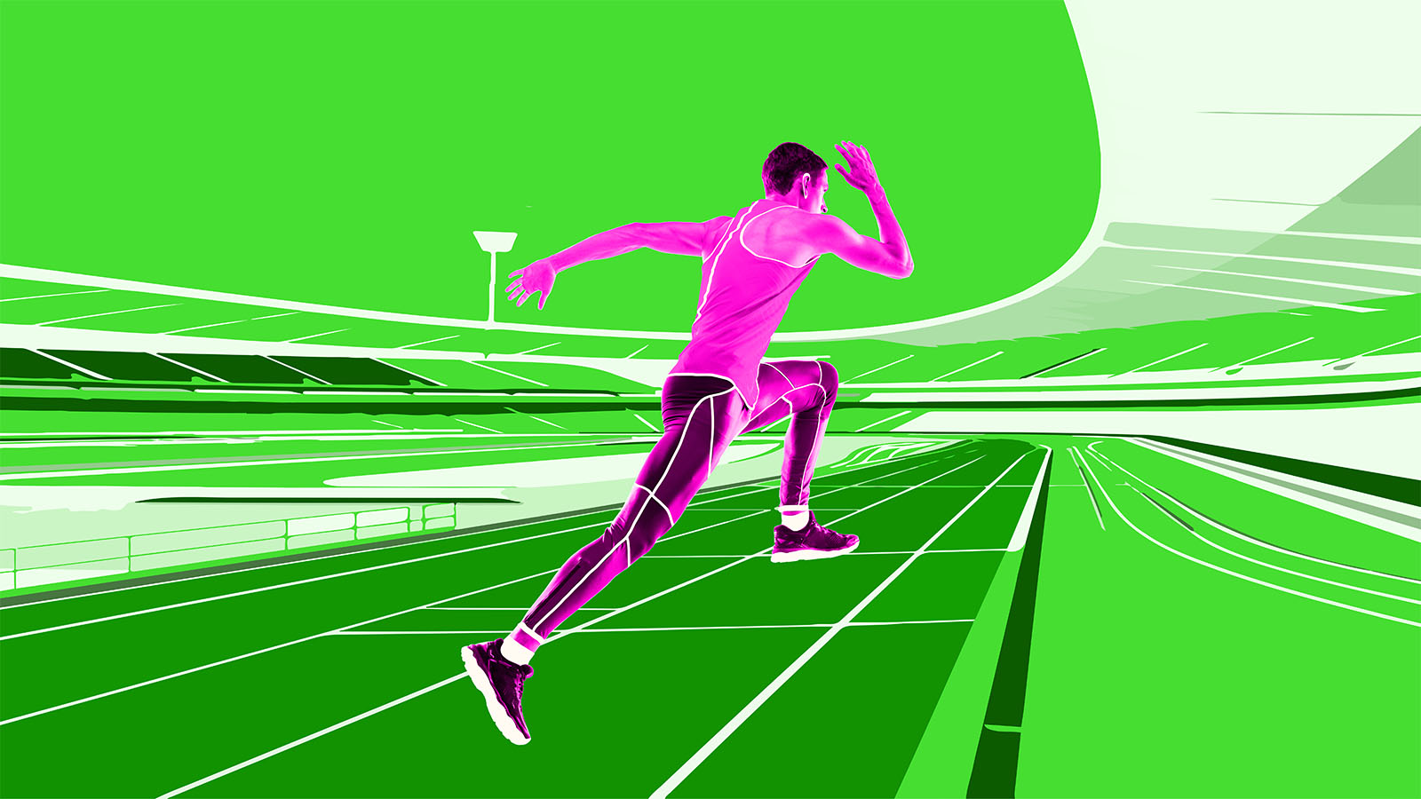 imagem estilizada de atleta em pista de corrida