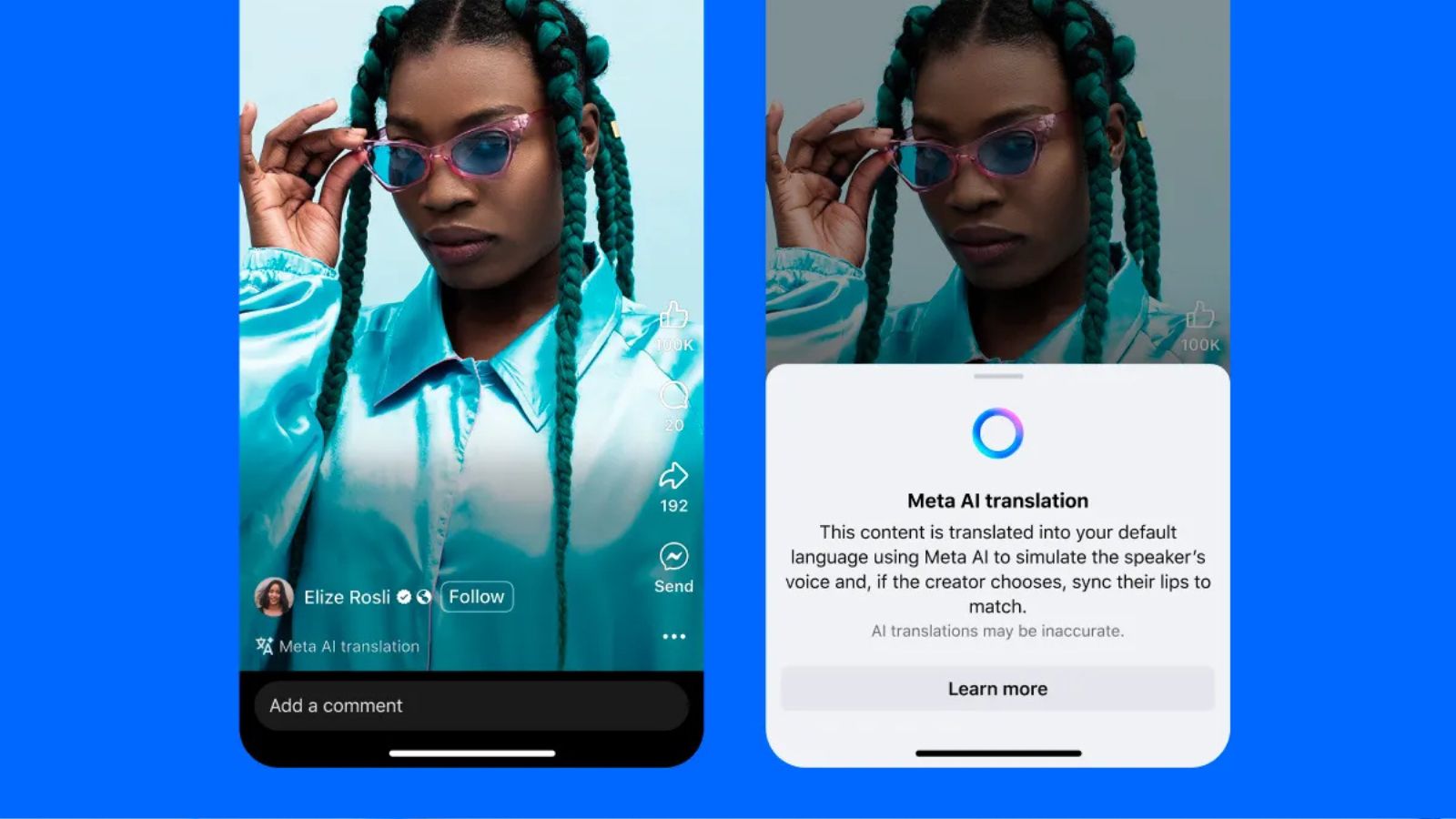 Tela da Meta para tradução