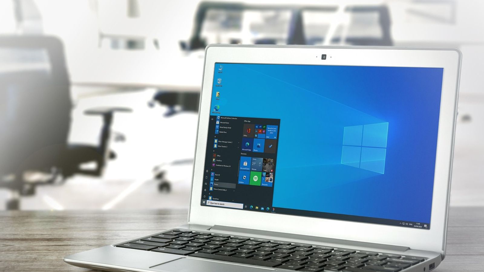 Tela de notebook aberta no Windows