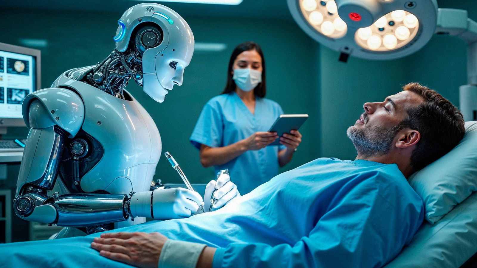 Robô operando paciente