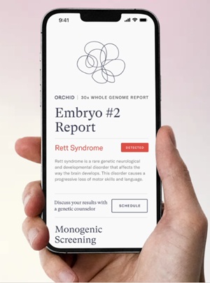 aplicativo mostra teste genético da Orchid para  embriões humanos
