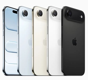 vista lateral de celulares iPhone Air enfileirados