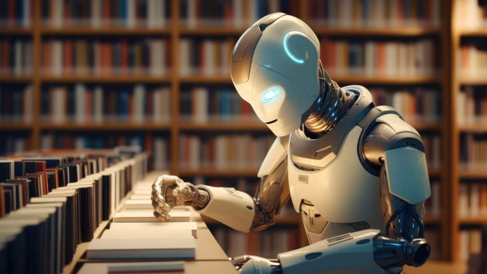 Robô procurando livro pra ler