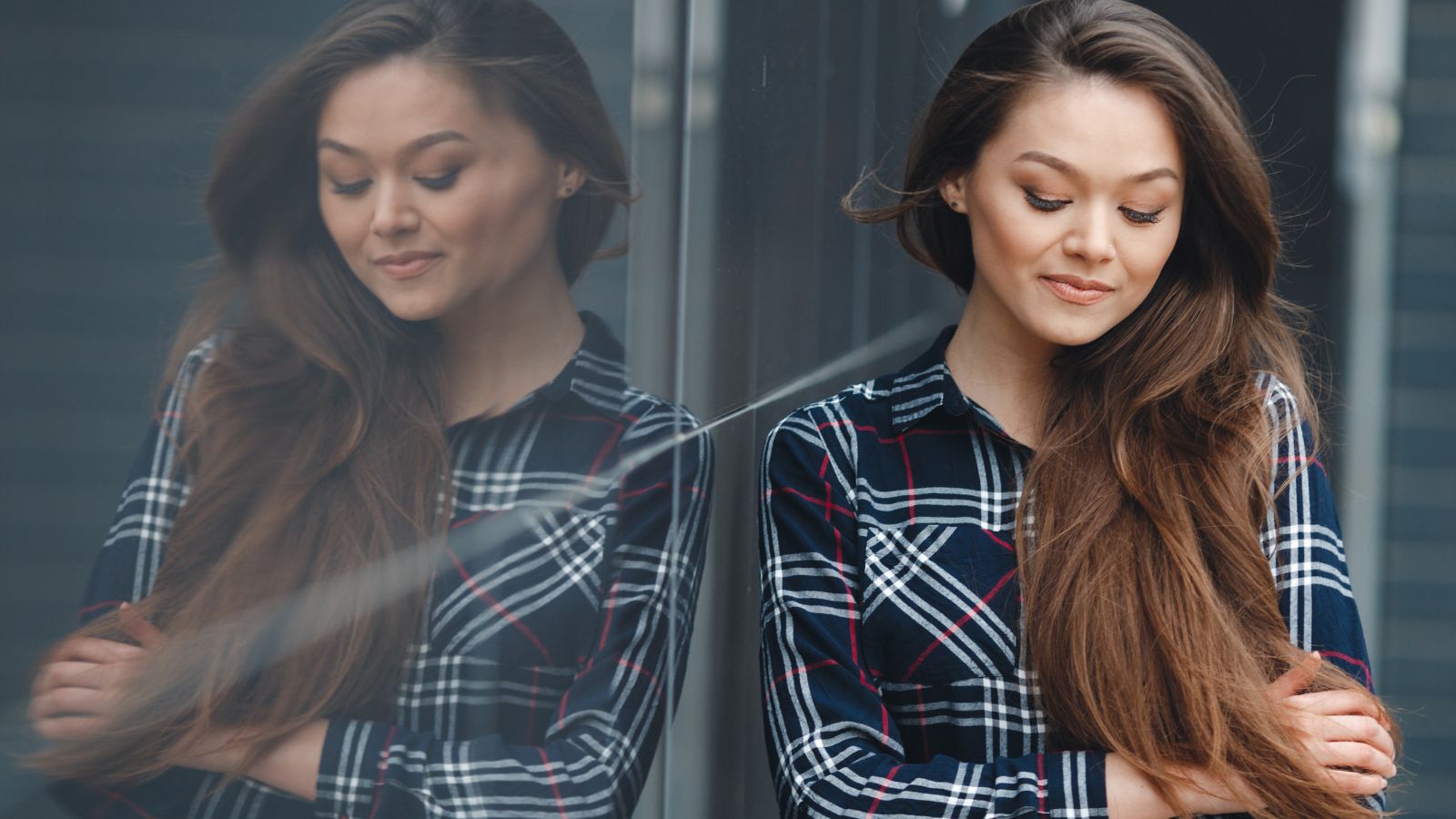 Mulher reflexo espelho