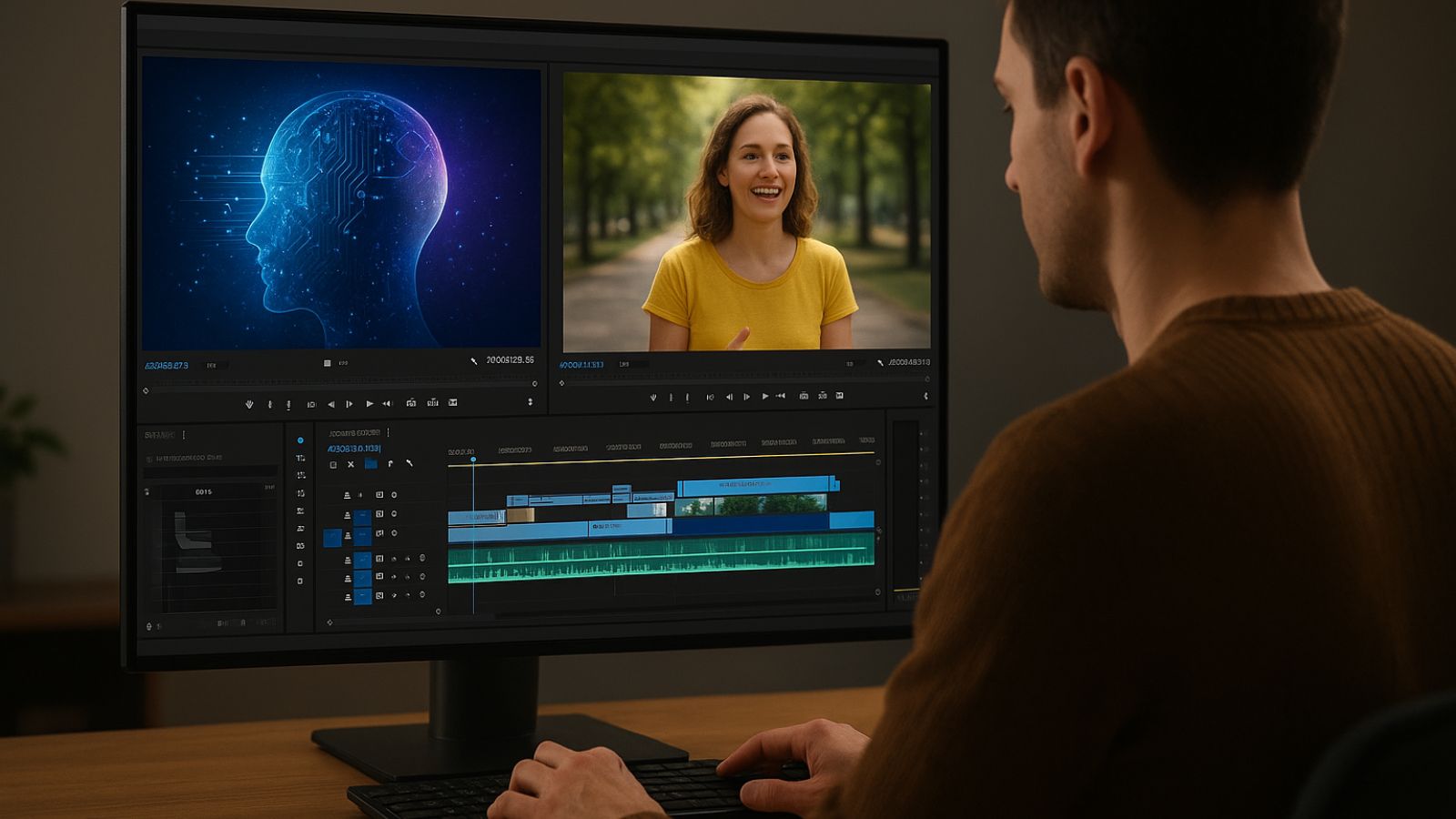 Editor em ação no software de vídeo