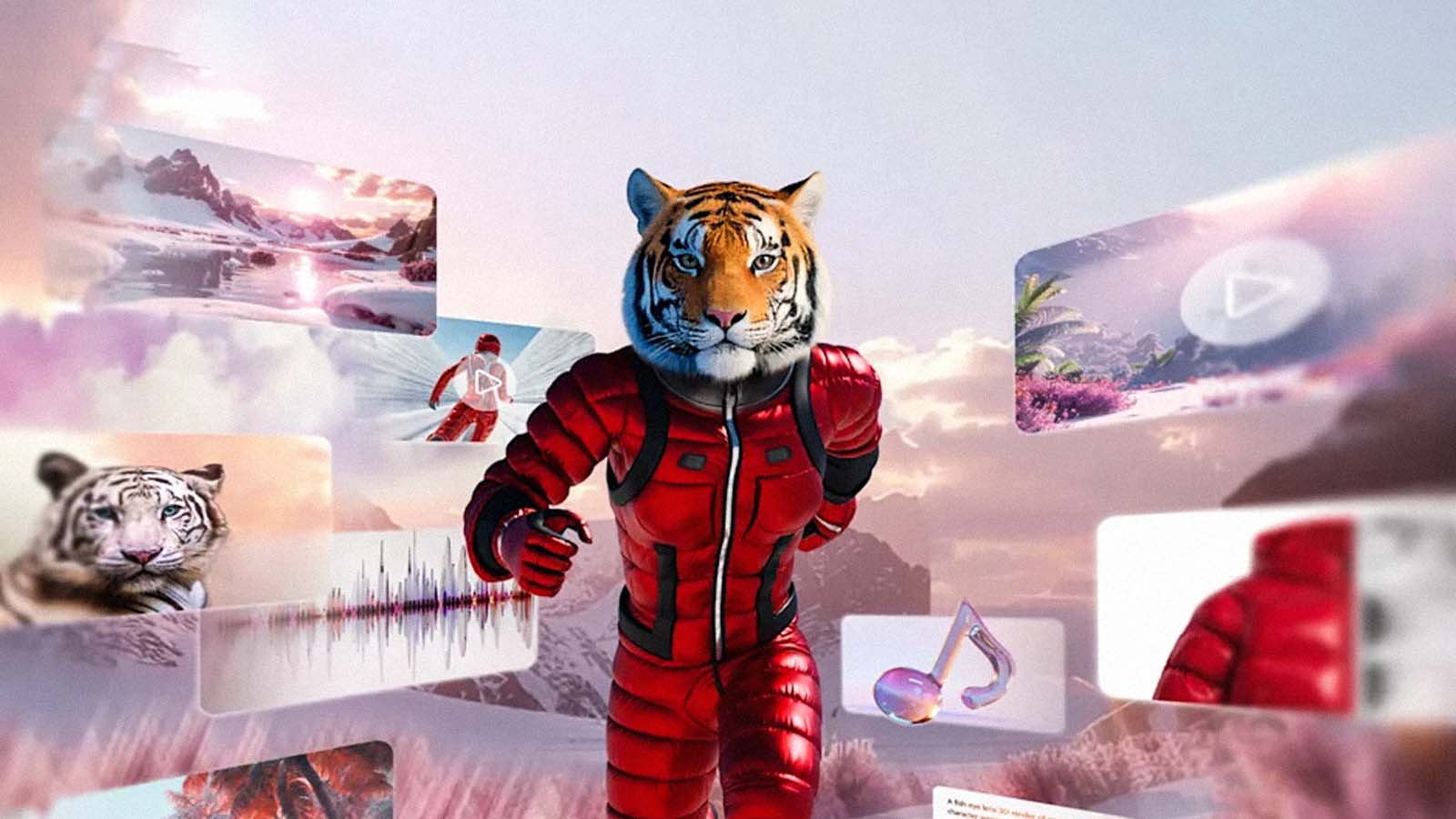 imagem gerada por IA de um astronauta com cabeça de tigre