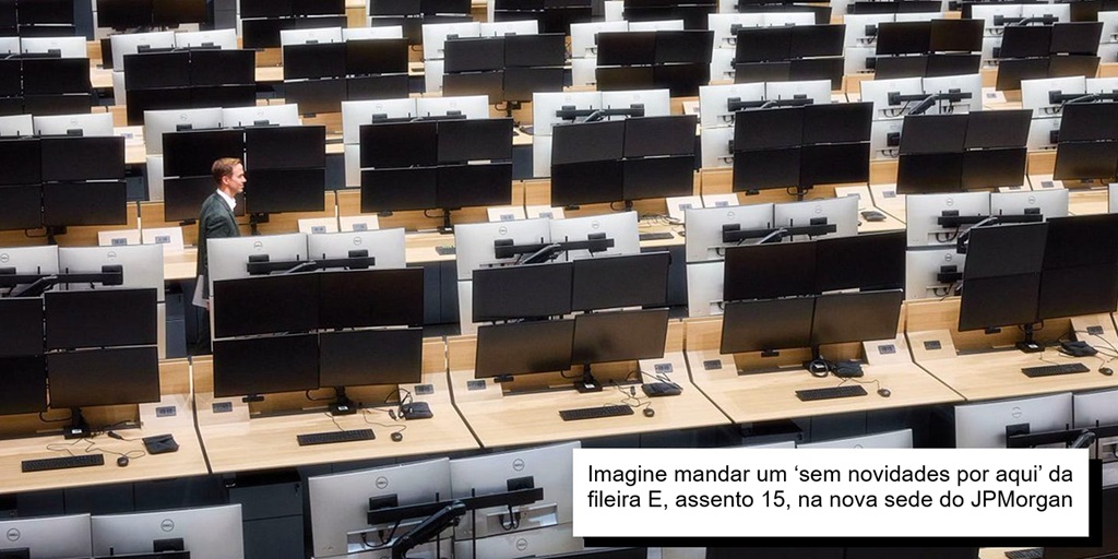 estações de trabalho na nova sede do banco JP Morgan Chase , em Nova York