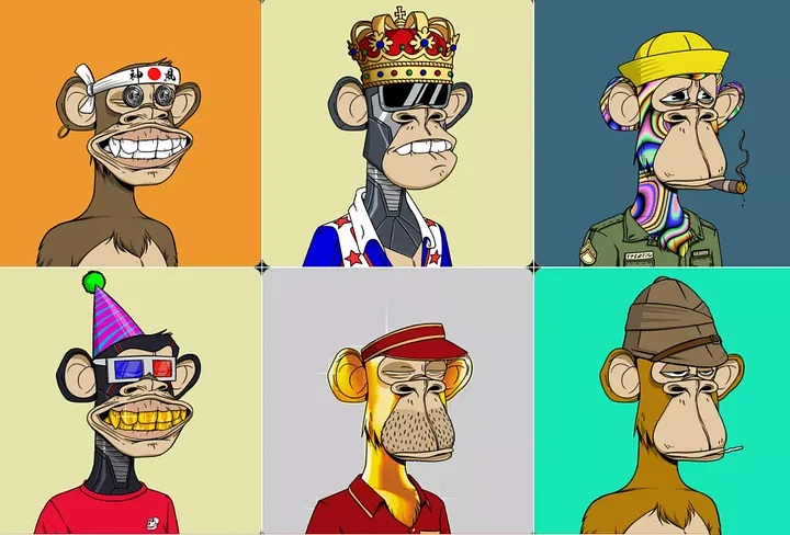 imagens da série de NFTs Bored Ape Yacht Club   