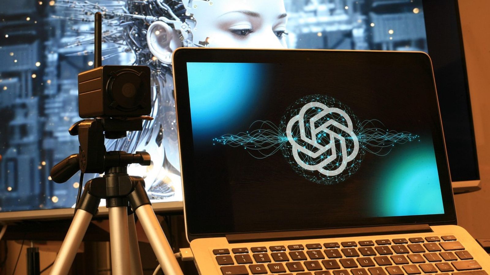 Símbolo da OpenAI no notebook