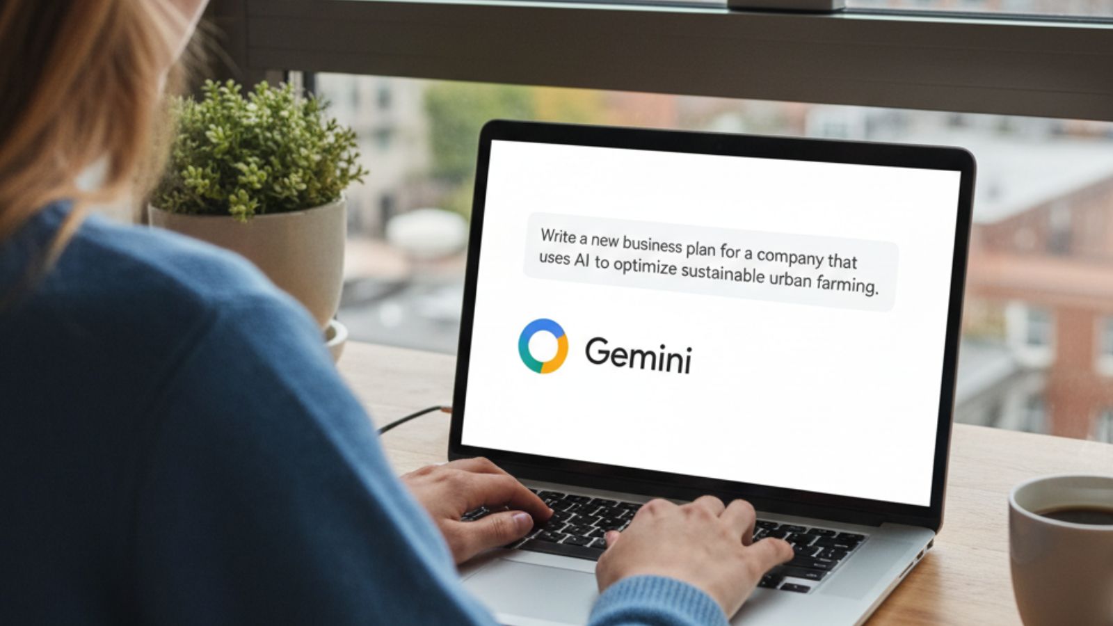 Mulher usando Gemini no notebook