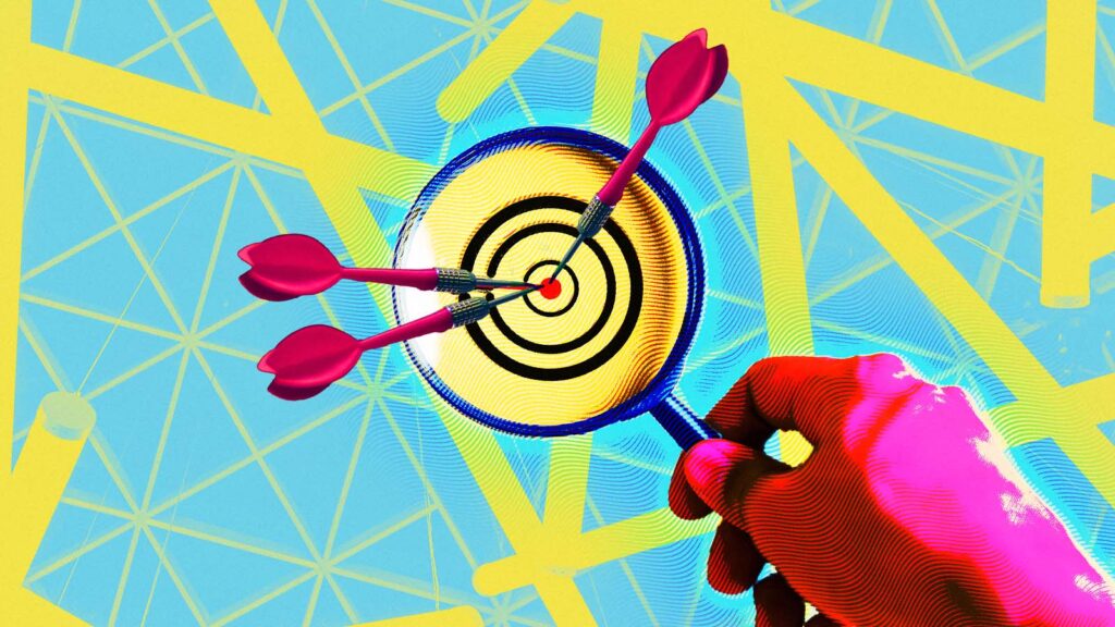 dardos acerta o centro de um alvo