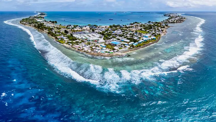 vista aérea da cidade de Majuro, nas Ilhas Marshall