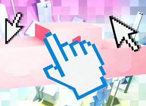 ícone de hiperlink da internet em forma de mão estilizada