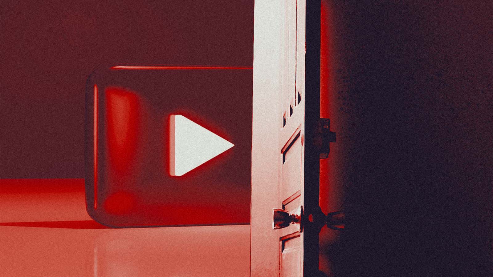 porta aberta com logotipo do YouTube ao fundo