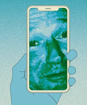 tela de celular mostra imagem do ator Robin Williams feita com IA