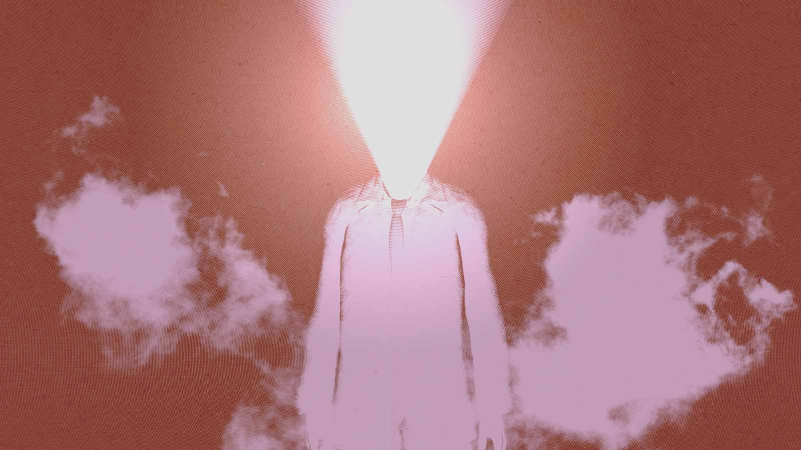 silhueta de executivo com feixe de luz saindo do pescoço