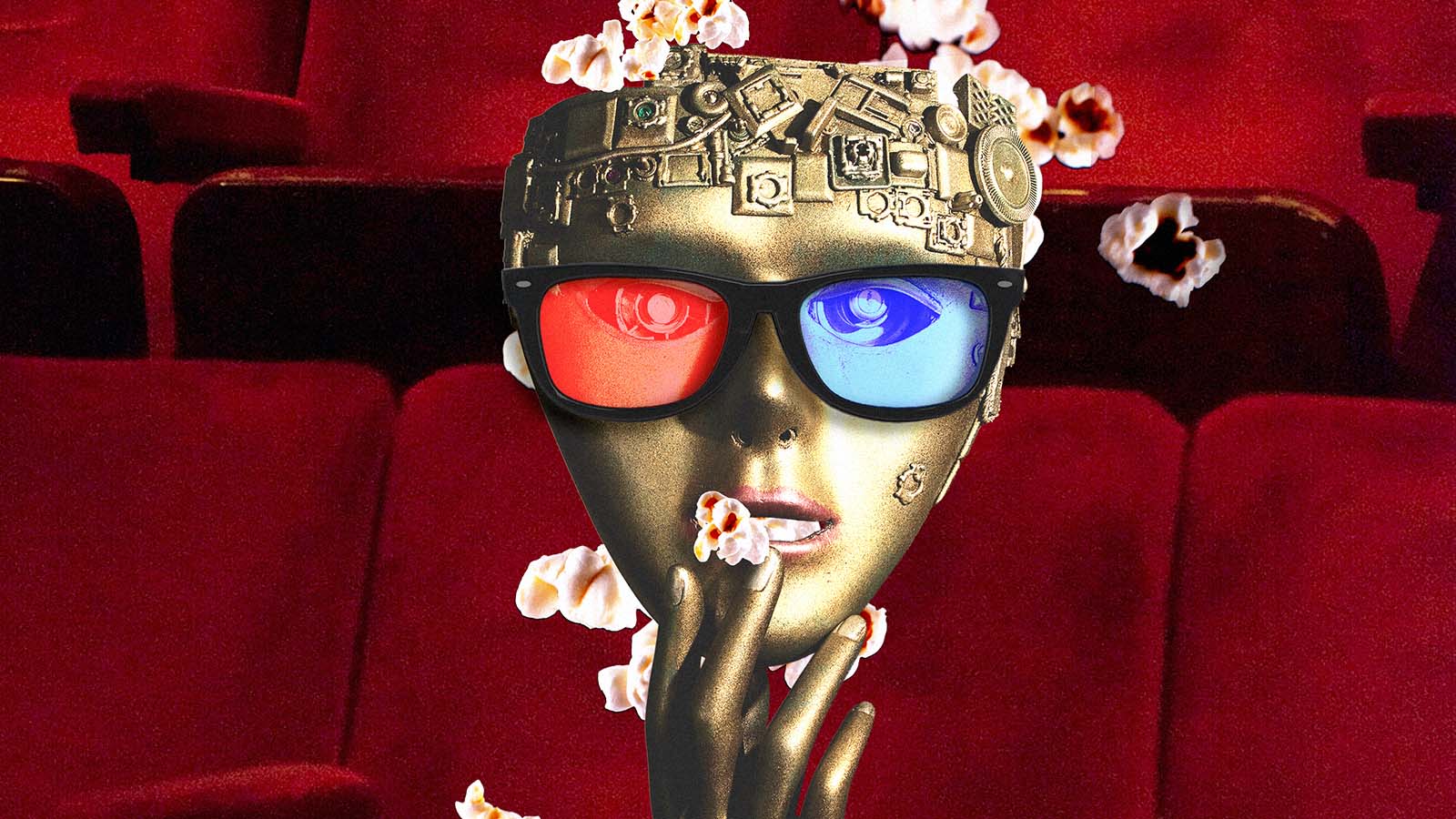 cabeça de estátua com óculos de inteligência artificial