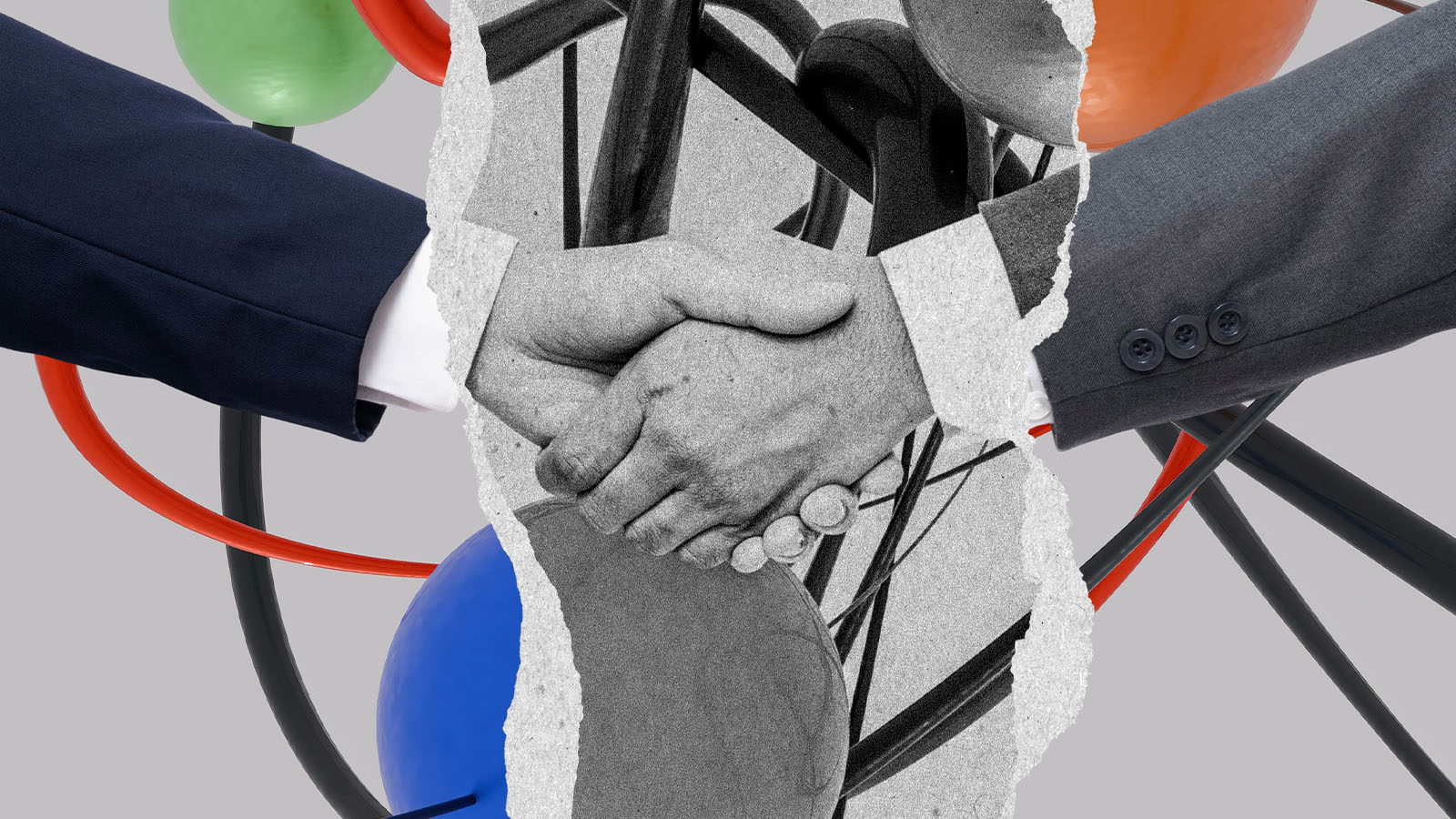 aperto de mão sobre fundo de mosaico