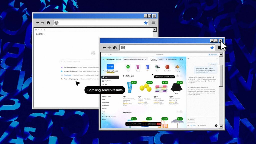telas de navegador web com inteligência artificial