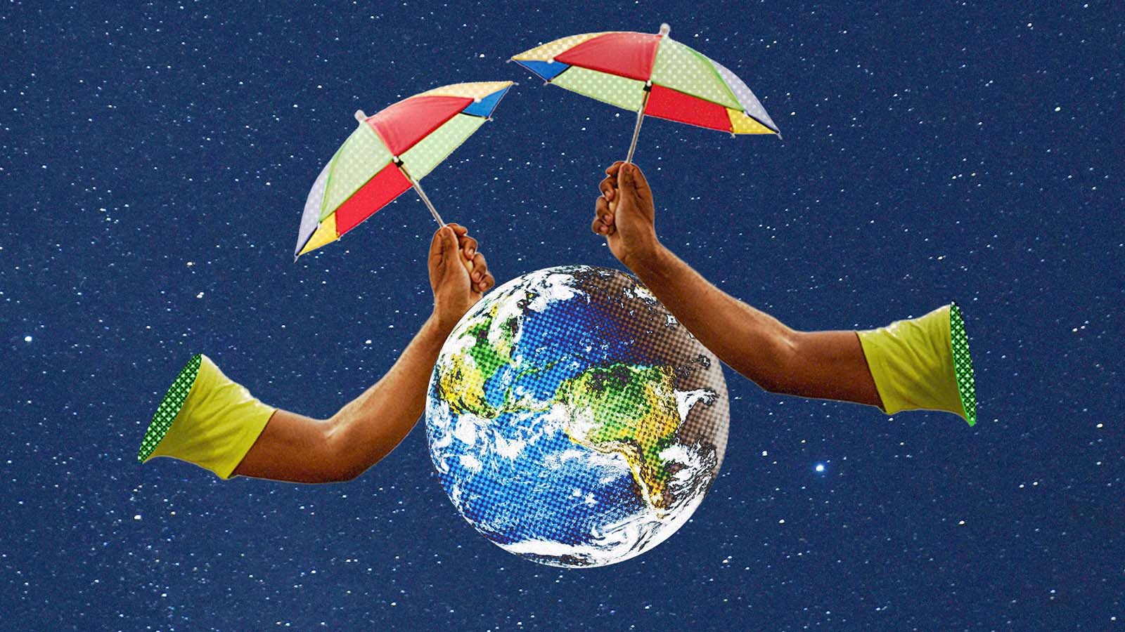 guarda-chuvas protegem o planeta Terra