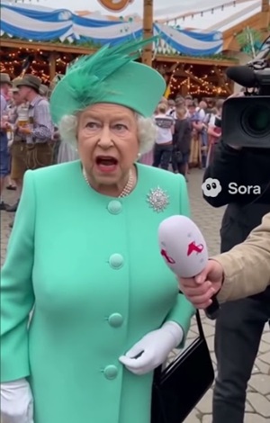 imagem deepfake da rainha Elizabeth dando uma entrevista