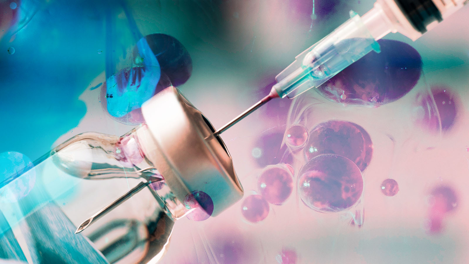 agulha penetrando frasco de vacina