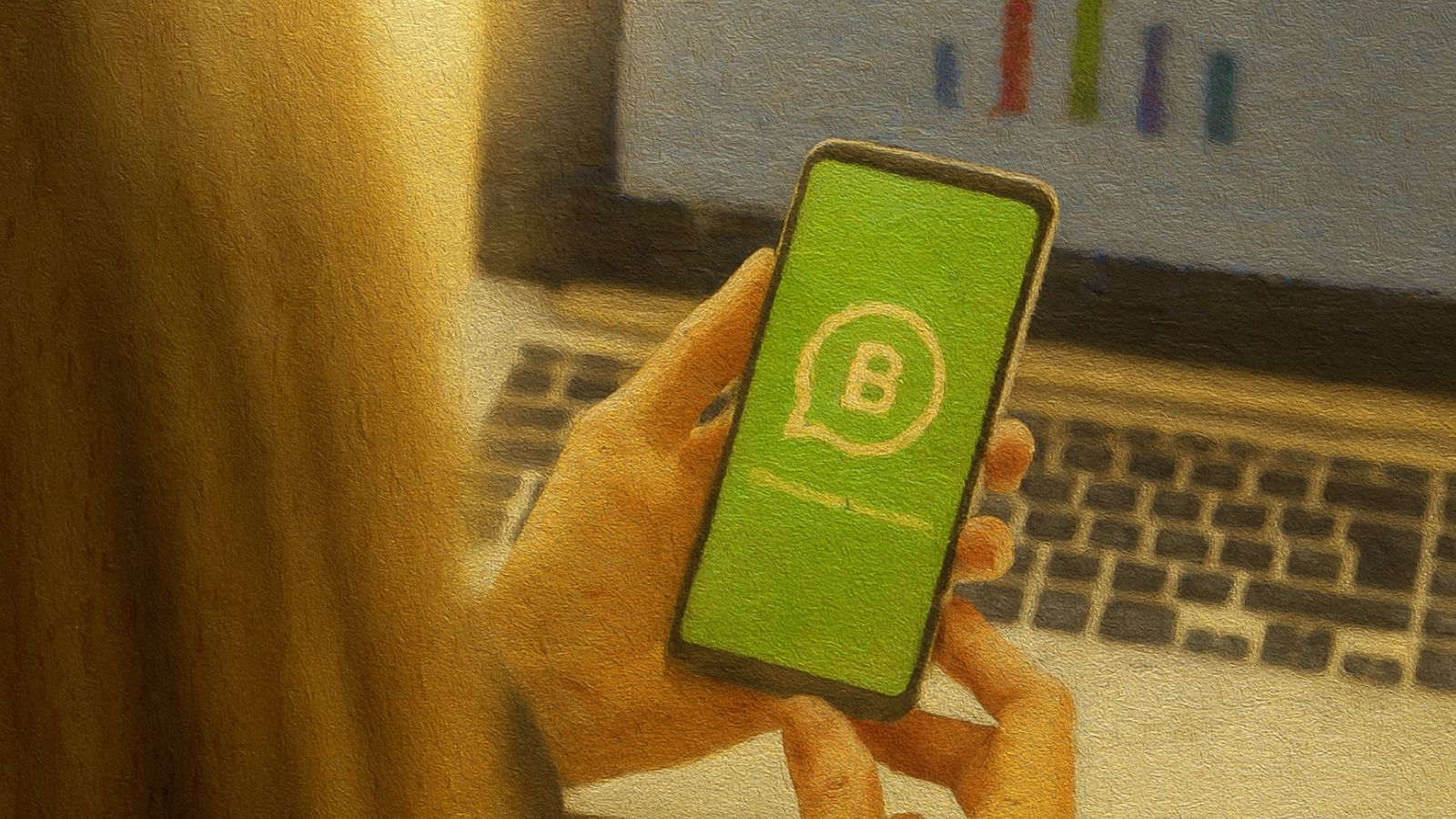 Jovem acessando WhatsApp Business