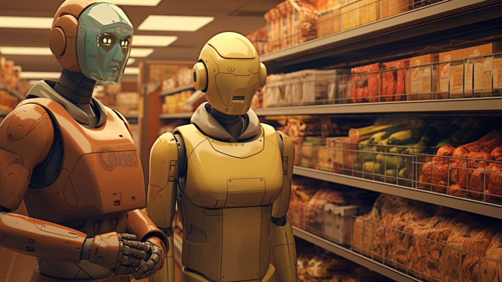 Robôs fazendo compras