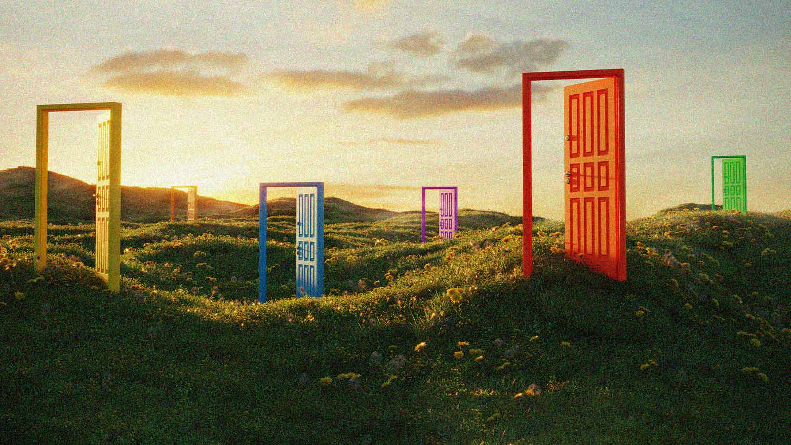 portas que se abrem para jardins