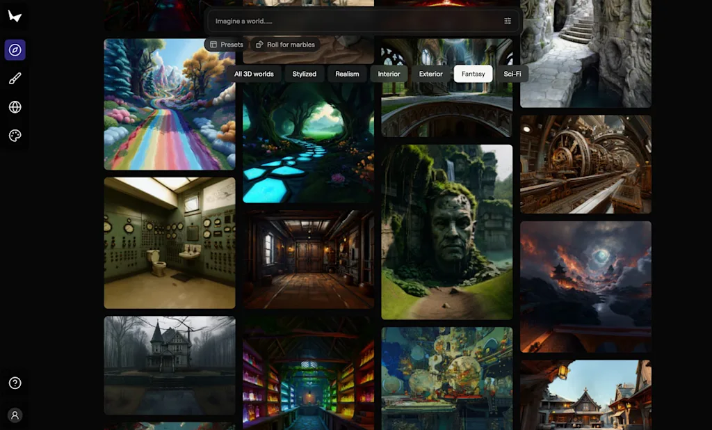ferramenta de inteligência artificial Marble para geração de imagens em 3D