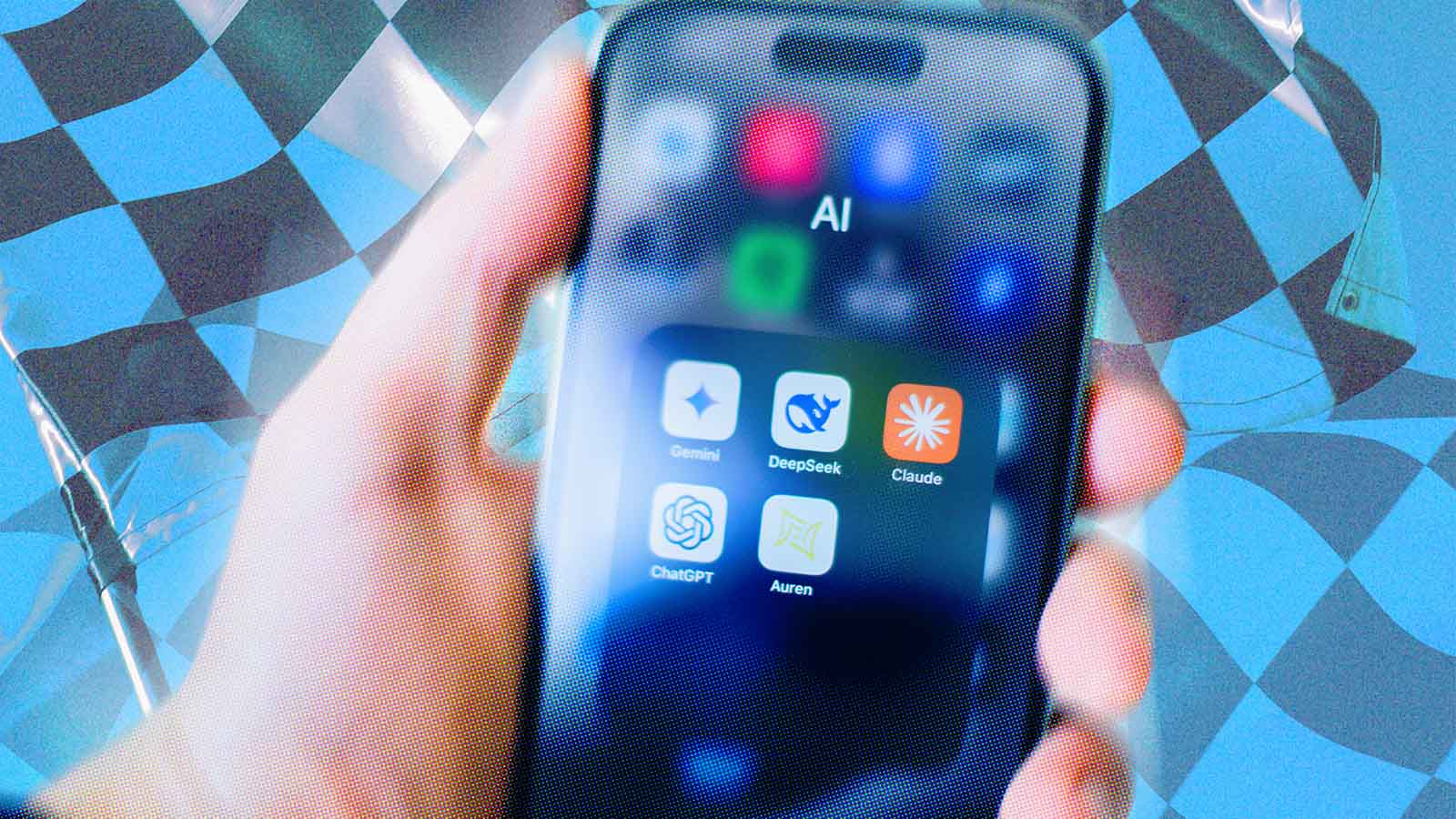 tela de celular com aplicativos de inteligência artificial