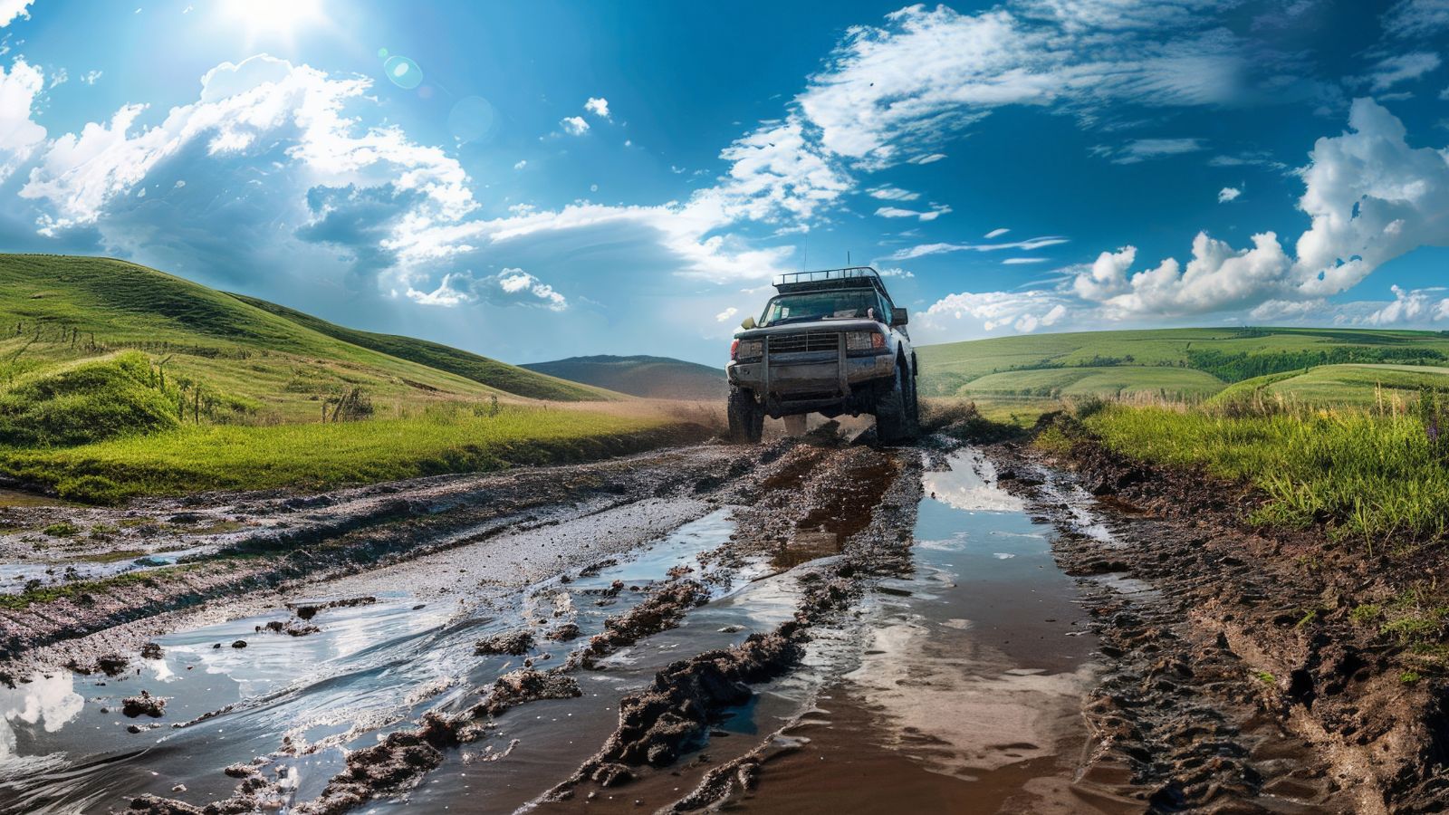Carro em estrada de lama