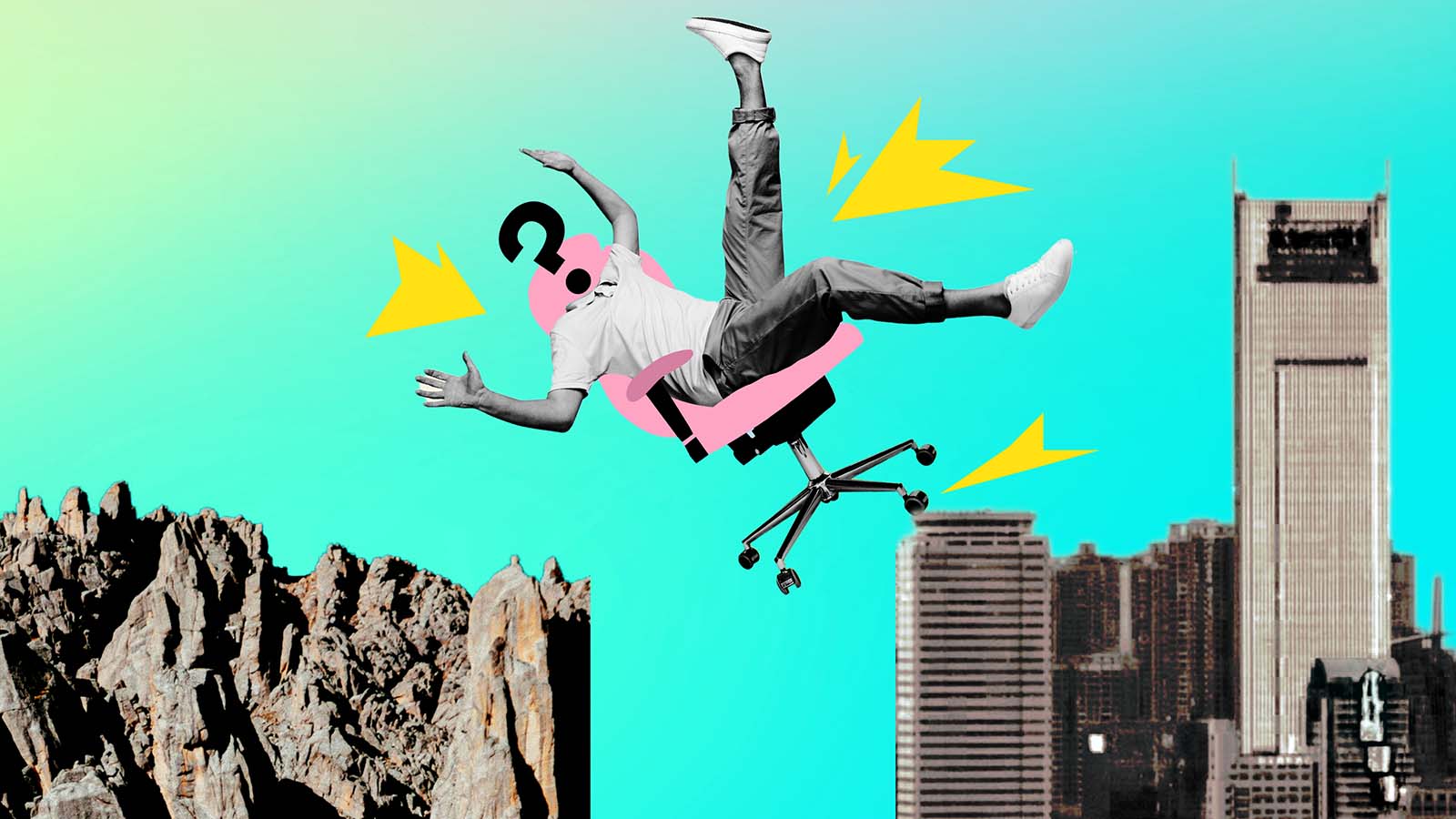 queda livre de pessoa sentada em uma cadeira de escritório