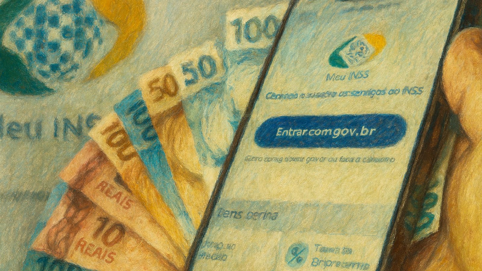 Página do INSS em celular