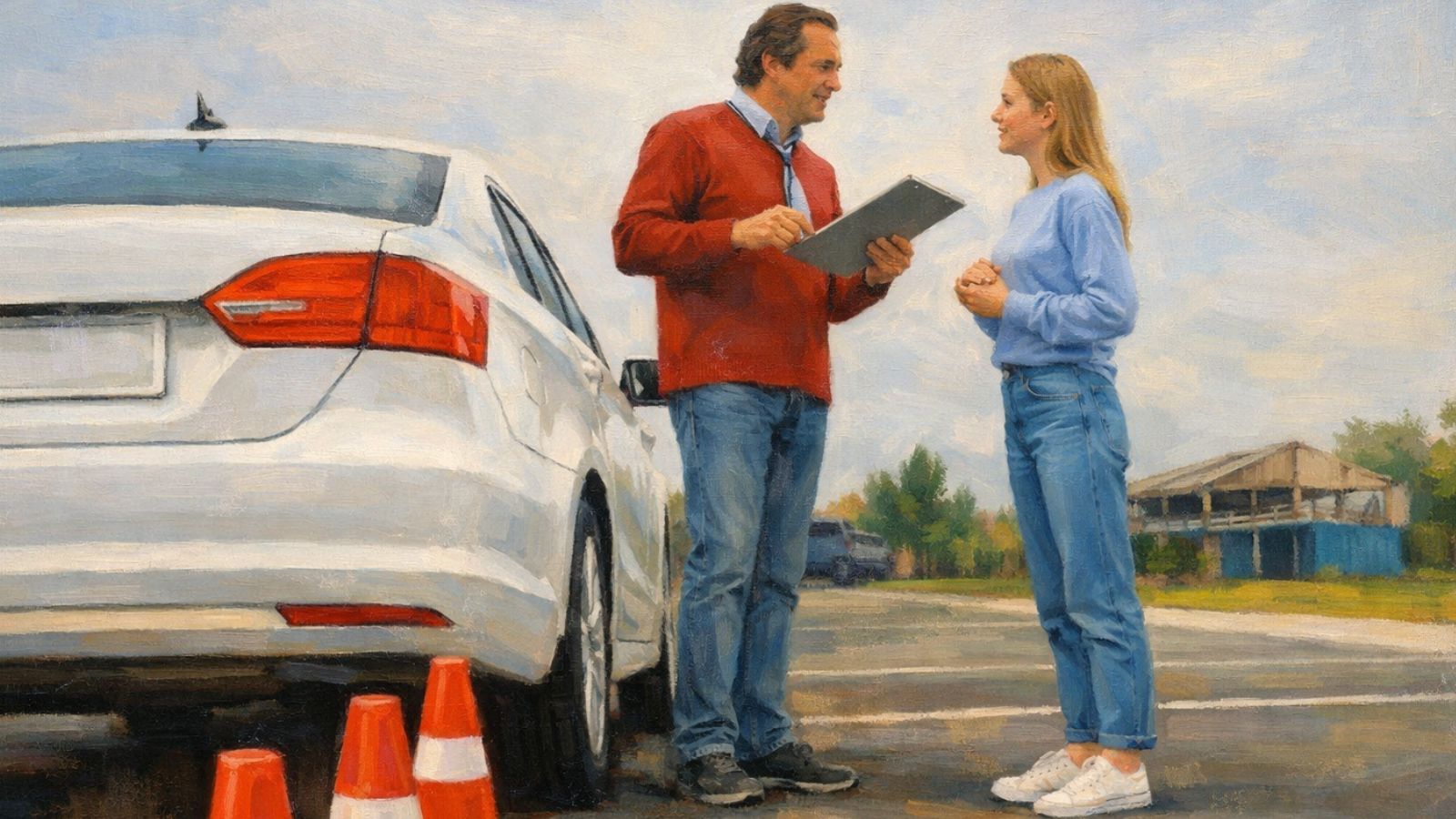 Mulher em teste de autoescolas