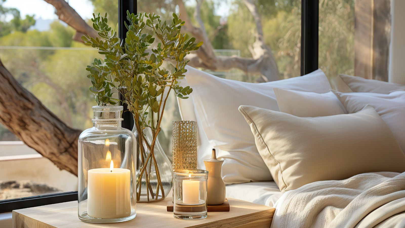 Quarto aconchegante com velas