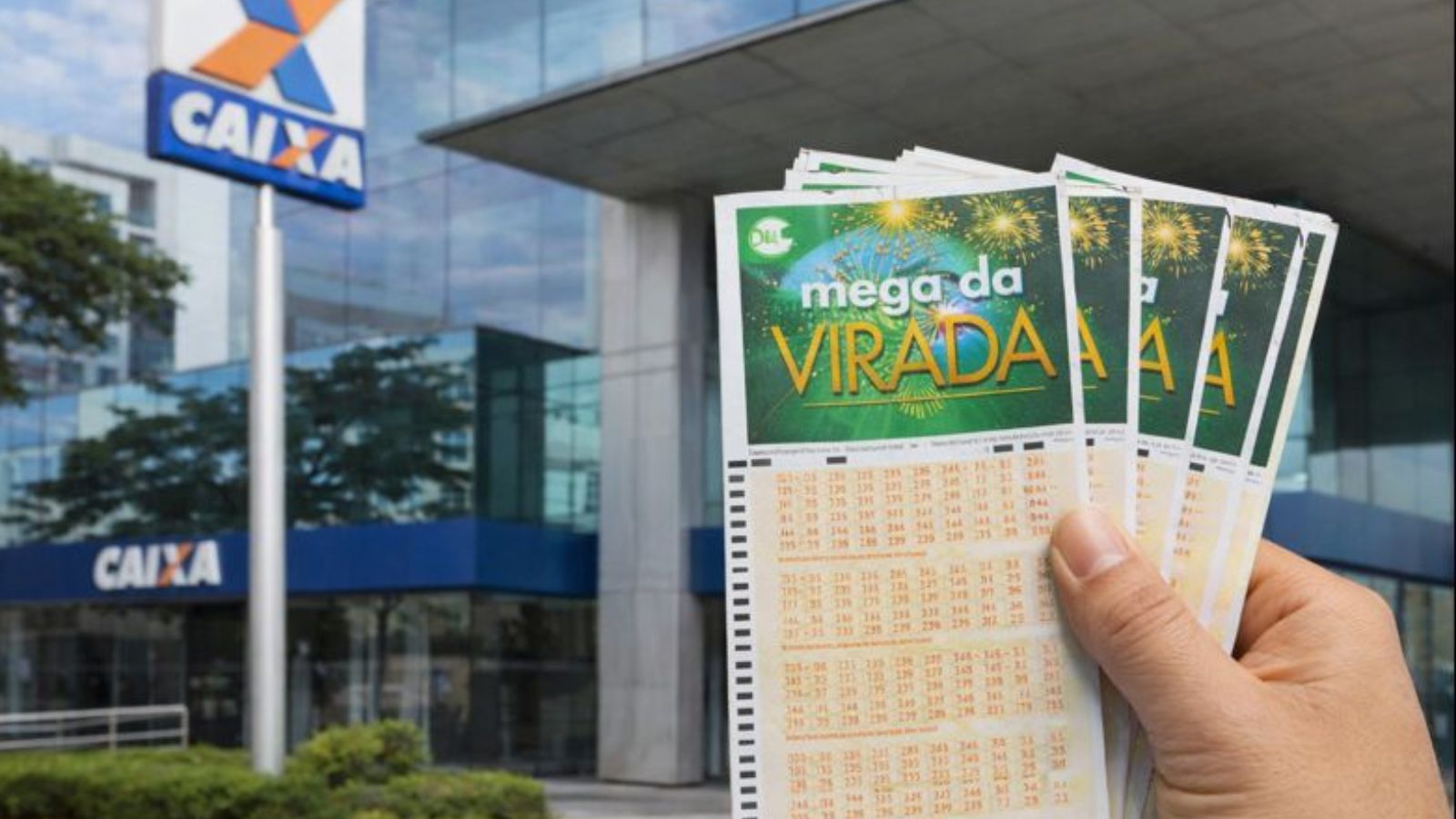Caixa com apostas da Megda da Virada em destaque
